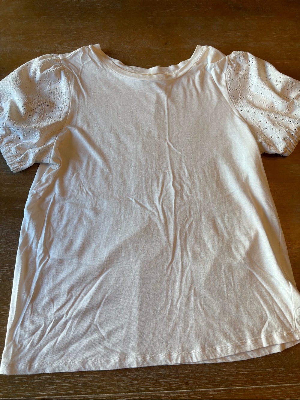 MICHAEL Michael Kors White Puff Sleeve Eyelet Tee